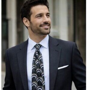 Carlos Tomasini Black Patterned Silk-Blend Tie | Made in USA | Vintage